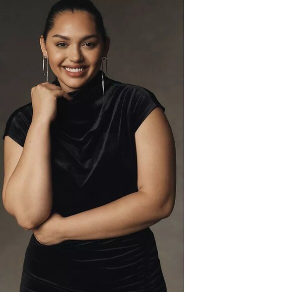 Anthropologie The Maya Ruched Cowl-Neck Dress: Stretch Velvet Edition M new - Picture 3 of 4